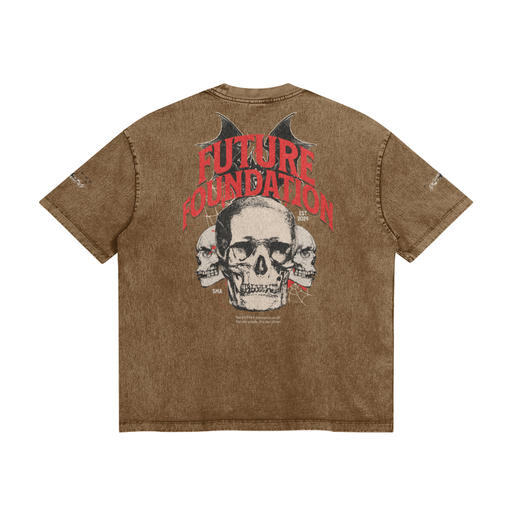 Future Foundation - Skull (Brown) - Snow Wash Graphic Tee