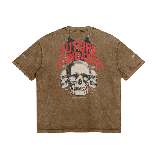 Future Foundation - Skull (Brown) - Snow Wash Graphic Tee