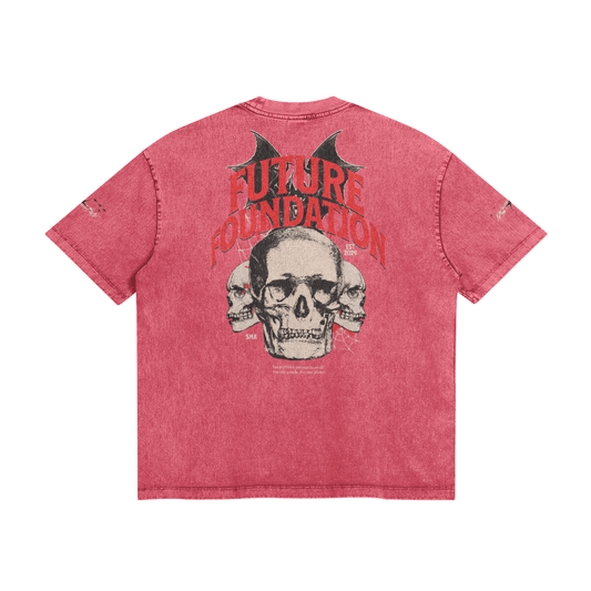 Future Foundation - Skull (Watermelon Pink) - Snow Wash Graphic Tee