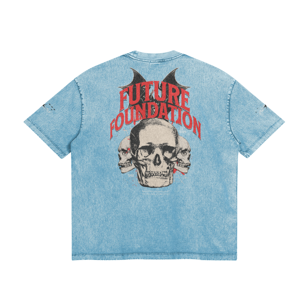 Future Foundation - Skull (Pastel Blue) - Snow Wash Graphic Tee