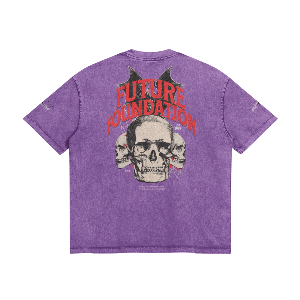 Future Foundation - Skull (Dark Lavender) - Snow Wash Graphic Tee